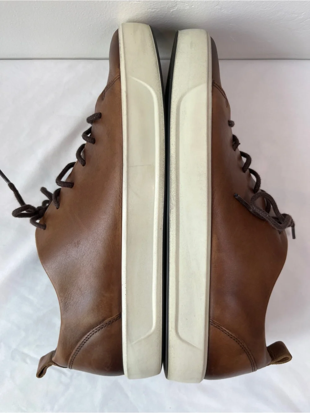 ECCO Soft 7 Cognac Brown Leather Lace Up Sneakers Mens US 9 EU 43 UK 9.5 440604